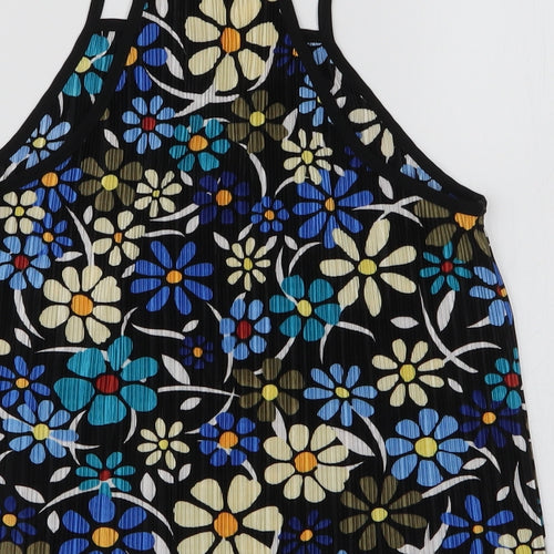 Topshop Womens Multicoloured Floral Polyester Camisole Blouse Size 6 High Neck