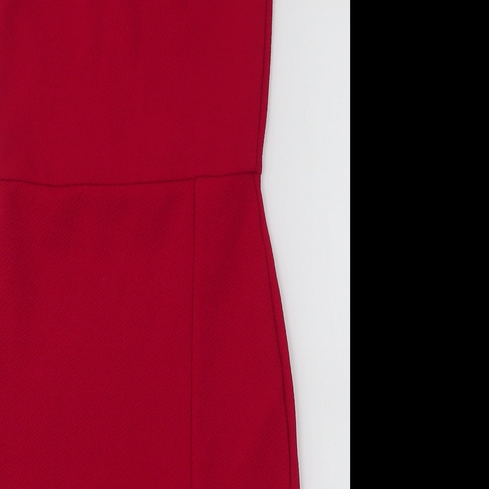 PRETTYLITTLETHING Womens Red  Polyester Ball Gown  Size 6  Off the Shoulder Pullover