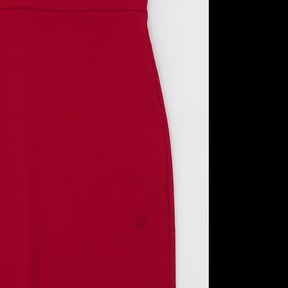 PRETTYLITTLETHING Womens Red  Polyester Ball Gown  Size 6  Off the Shoulder Pullover