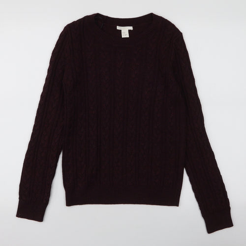 H&M Womens Purple Round Neck  Acrylic Pullover Jumper Size XS