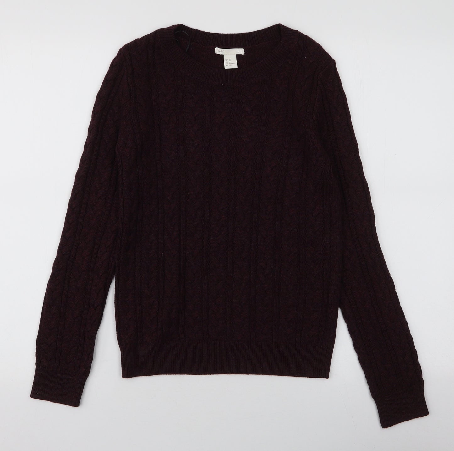 H&M Womens Purple Round Neck  Acrylic Pullover Jumper Size XS
