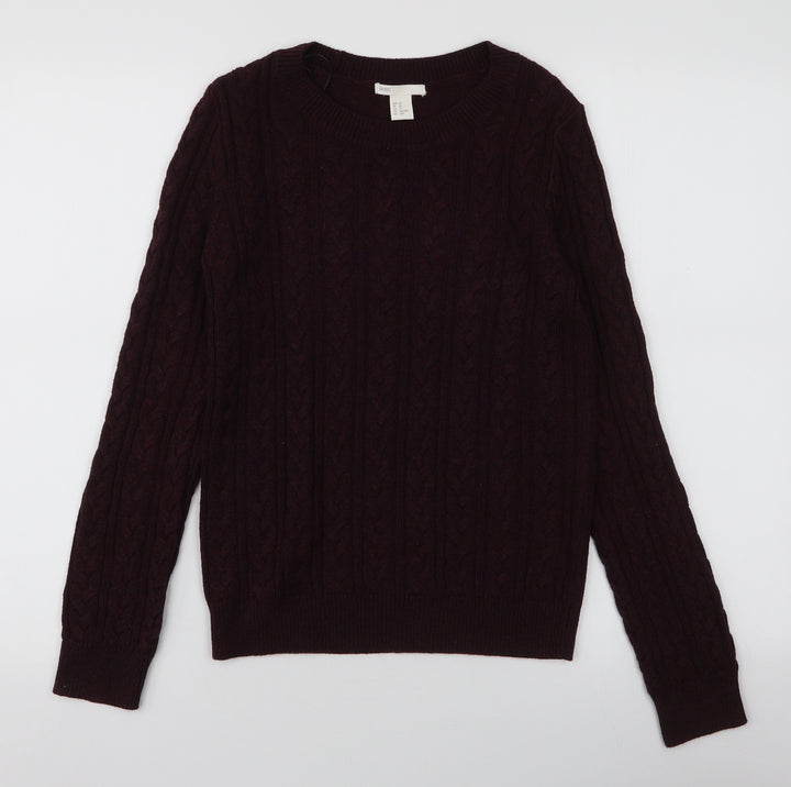 H&M Womens Purple Round Neck  Acrylic Pullover Jumper Size XS