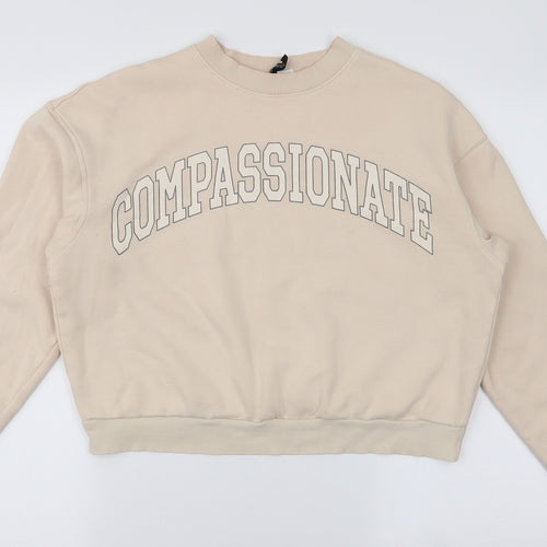 H&M Womens Beige  Cotton Pullover Sweatshirt Size M  Pullover - Compassionate