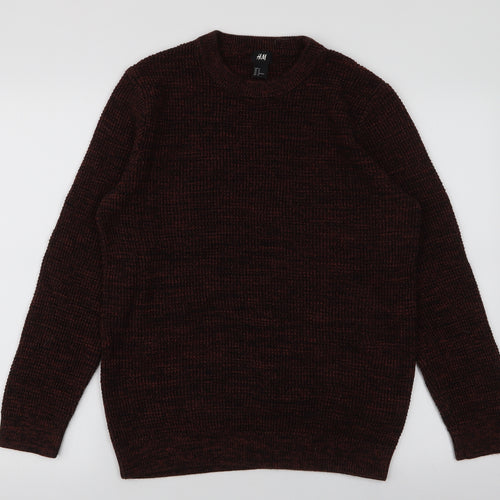 H&M Mens Brown Round Neck  Acrylic Pullover Jumper Size M