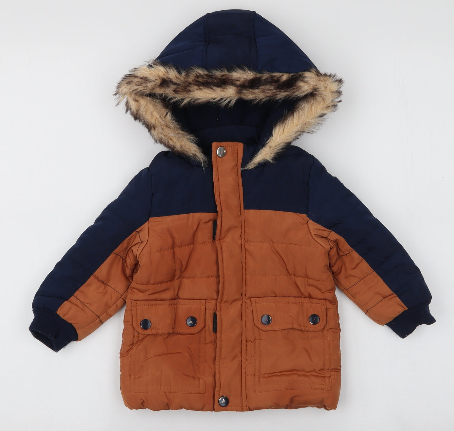 Pep & Co Boys Multicoloured   Puffer Jacket Coat Size 9-12 Months   Zip