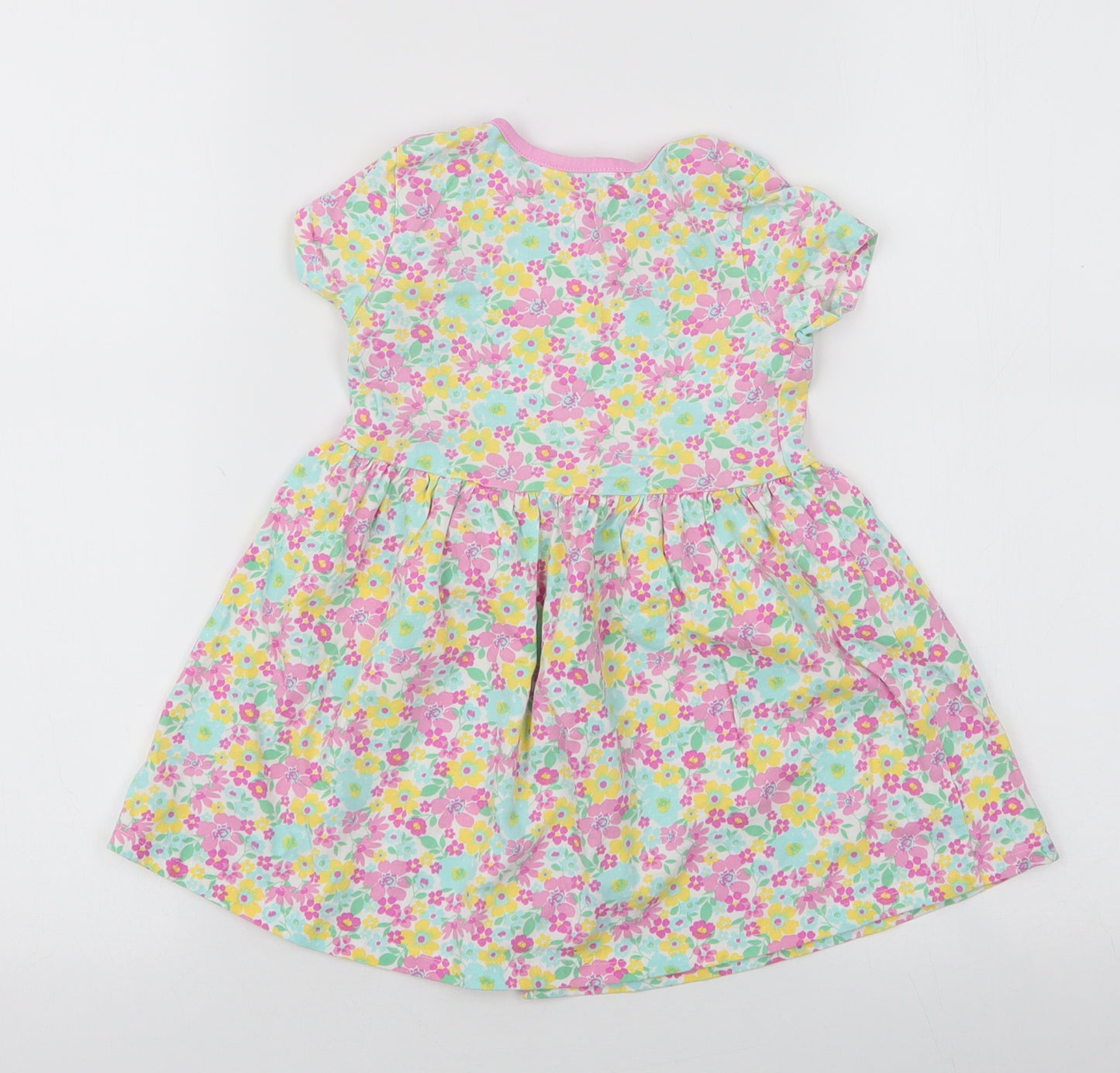 Dunnes Stores Girls Multicoloured Floral 100% Cotton Skater Dress  Size 2-3 Years  Round Neck Pullover