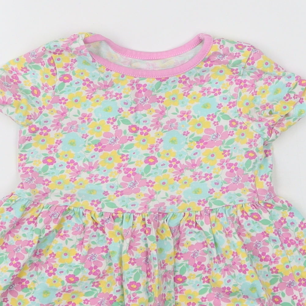 Dunnes Stores Girls Multicoloured Floral 100% Cotton Skater Dress  Size 2-3 Years  Round Neck Pullover