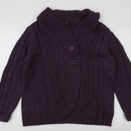 BM Womens Purple Collared  Acrylic Cardigan Jumper Size L