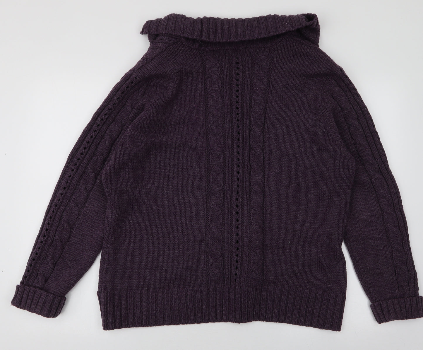 BM Womens Purple Collared  Acrylic Cardigan Jumper Size L