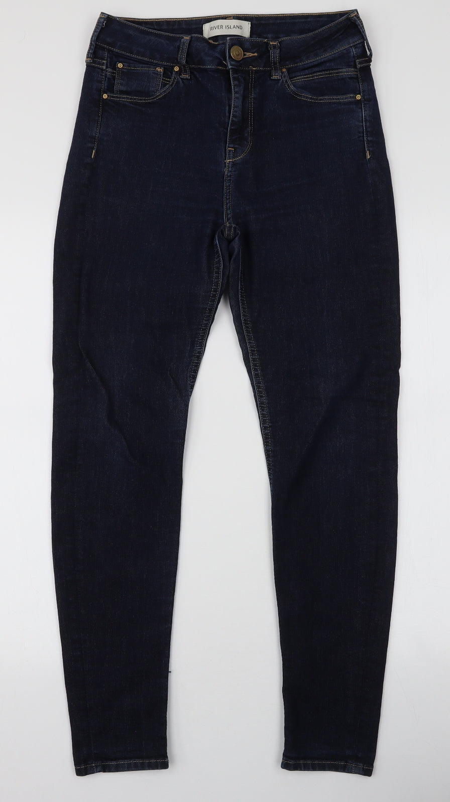 River Island Womens Blue  Cotton Skinny Jeans Size 10 L28 in Slim Zip