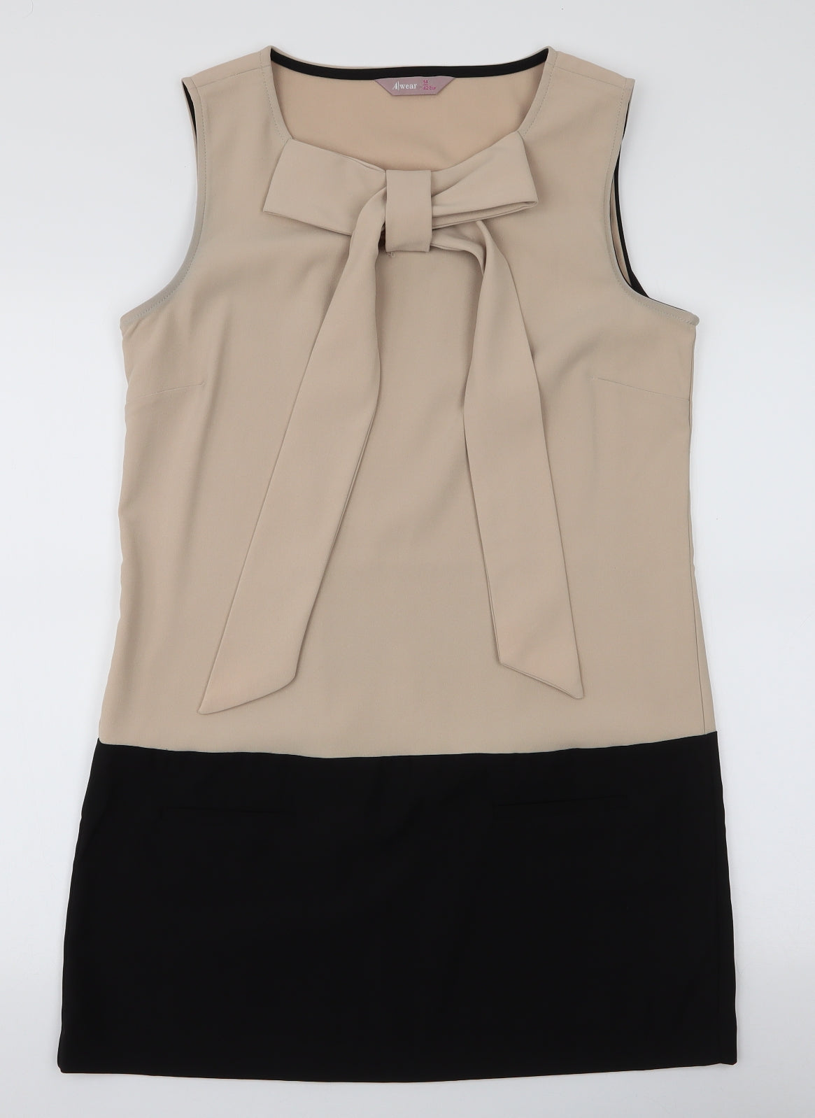 A Wear Womens Beige  Polyester A-Line  Size 14  Round Neck Pullover