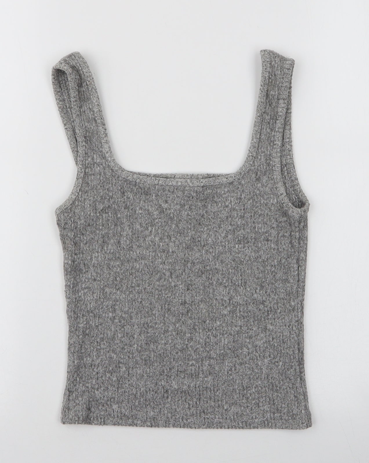 Topshop Womens Grey  Viscose Cropped Tank Size XS Round Neck