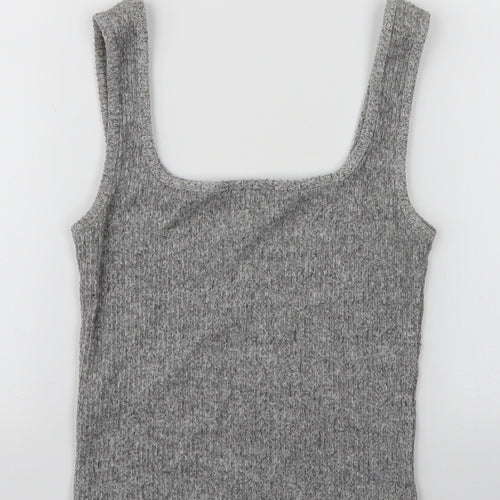 Topshop Womens Grey  Viscose Cropped Tank Size XS Round Neck