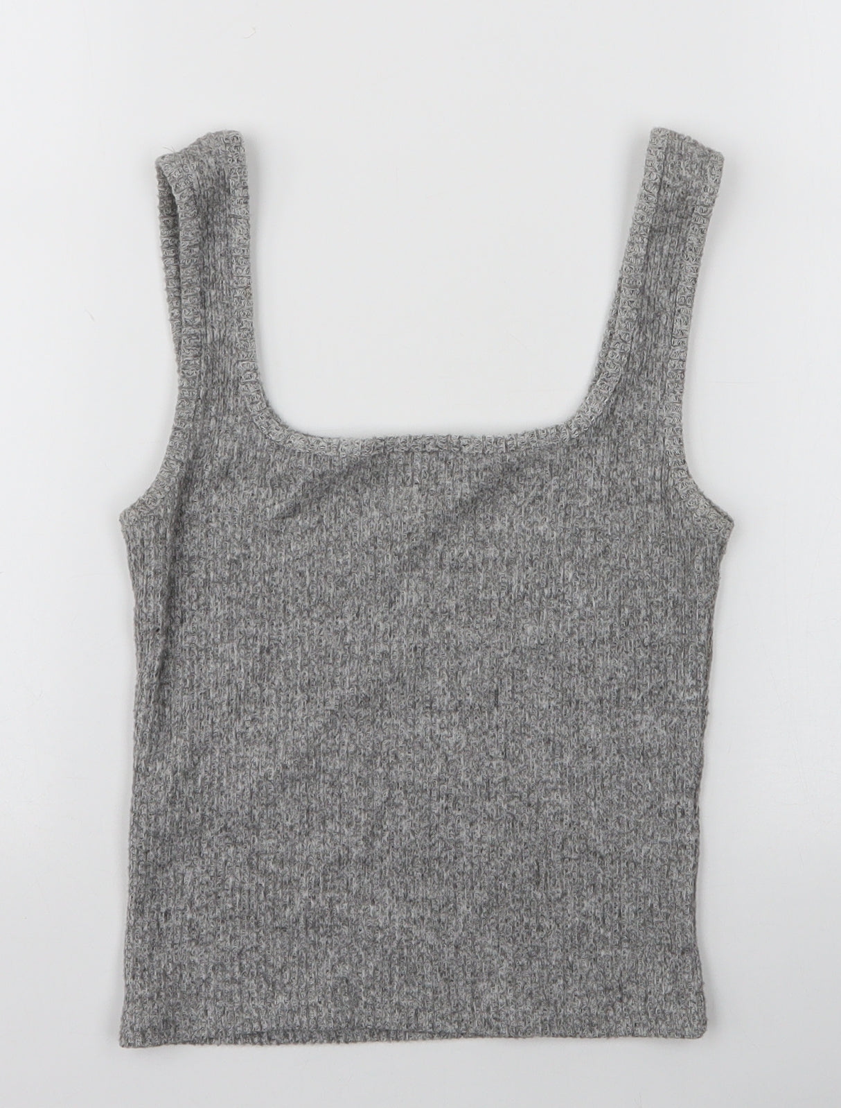 Topshop Womens Grey  Viscose Cropped Tank Size XS Round Neck