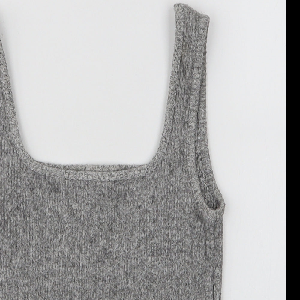 Topshop Womens Grey  Viscose Cropped Tank Size XS Round Neck