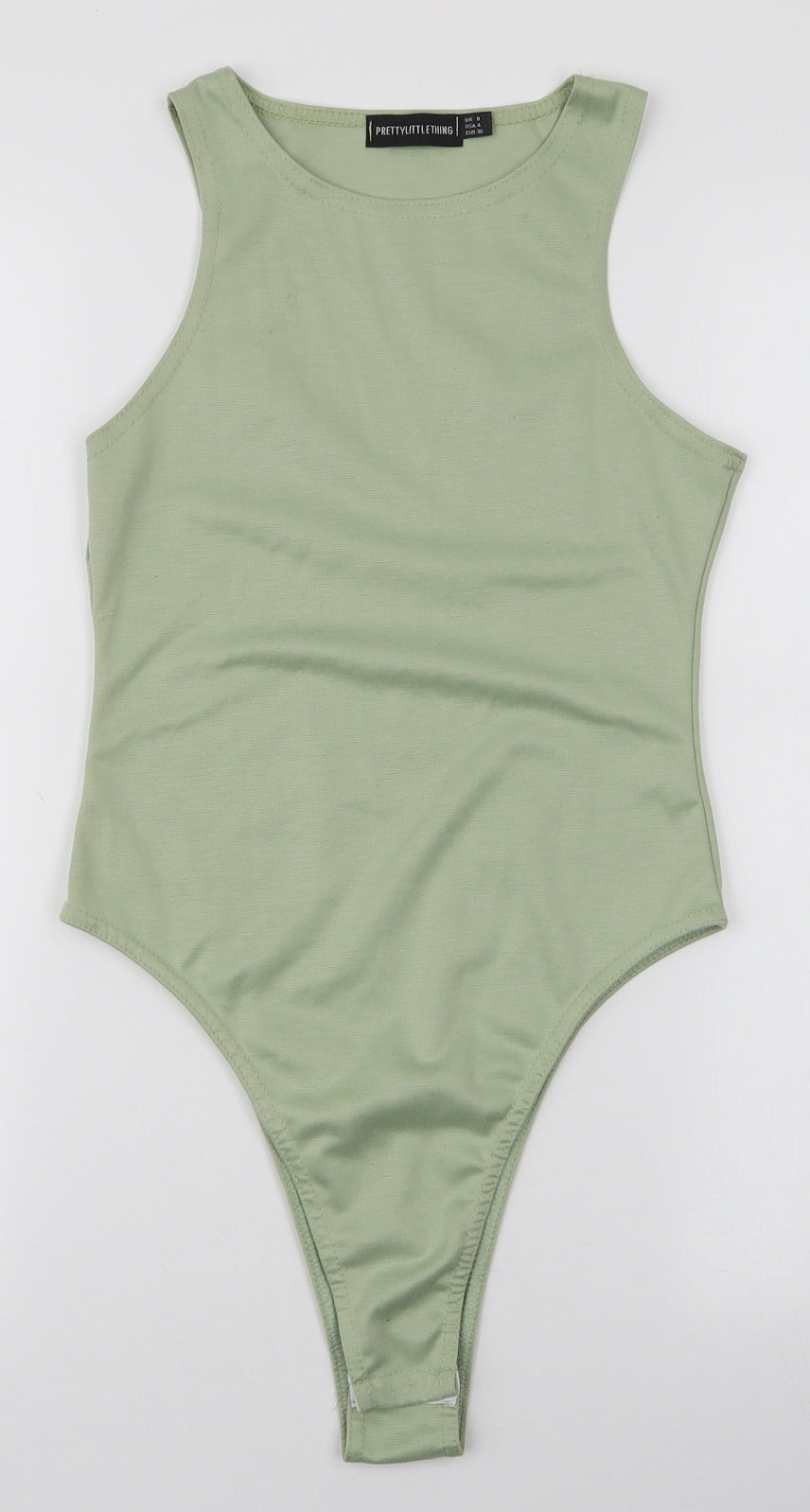 PRETTYLITTLETHING Womens Green  Polyester Bodysuit One-Piece Size 8  Snap