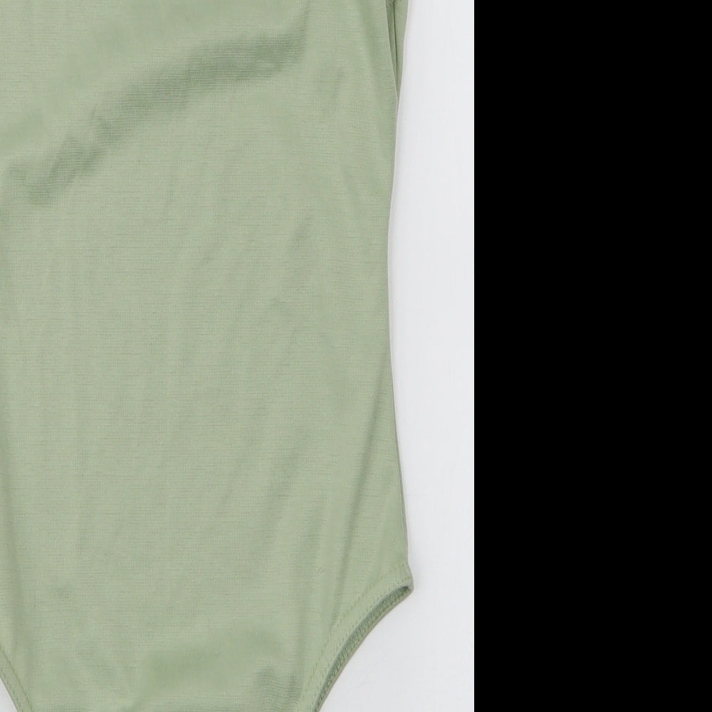 PRETTYLITTLETHING Womens Green  Polyester Bodysuit One-Piece Size 8  Snap