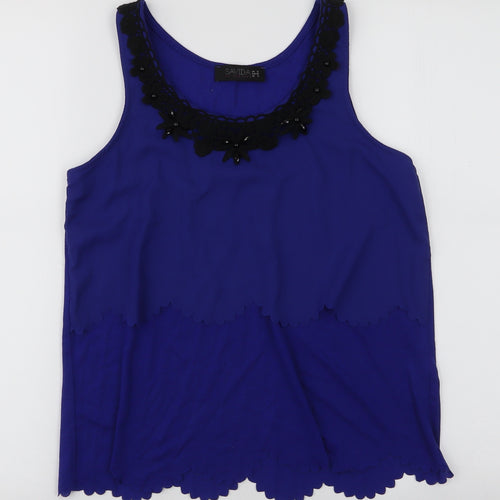 Savida Womens Blue  Polyester Camisole Blouse Size 10 Round Neck