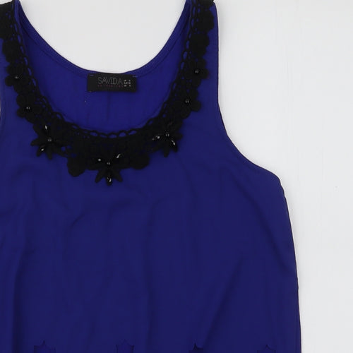 Savida Womens Blue  Polyester Camisole Blouse Size 10 Round Neck