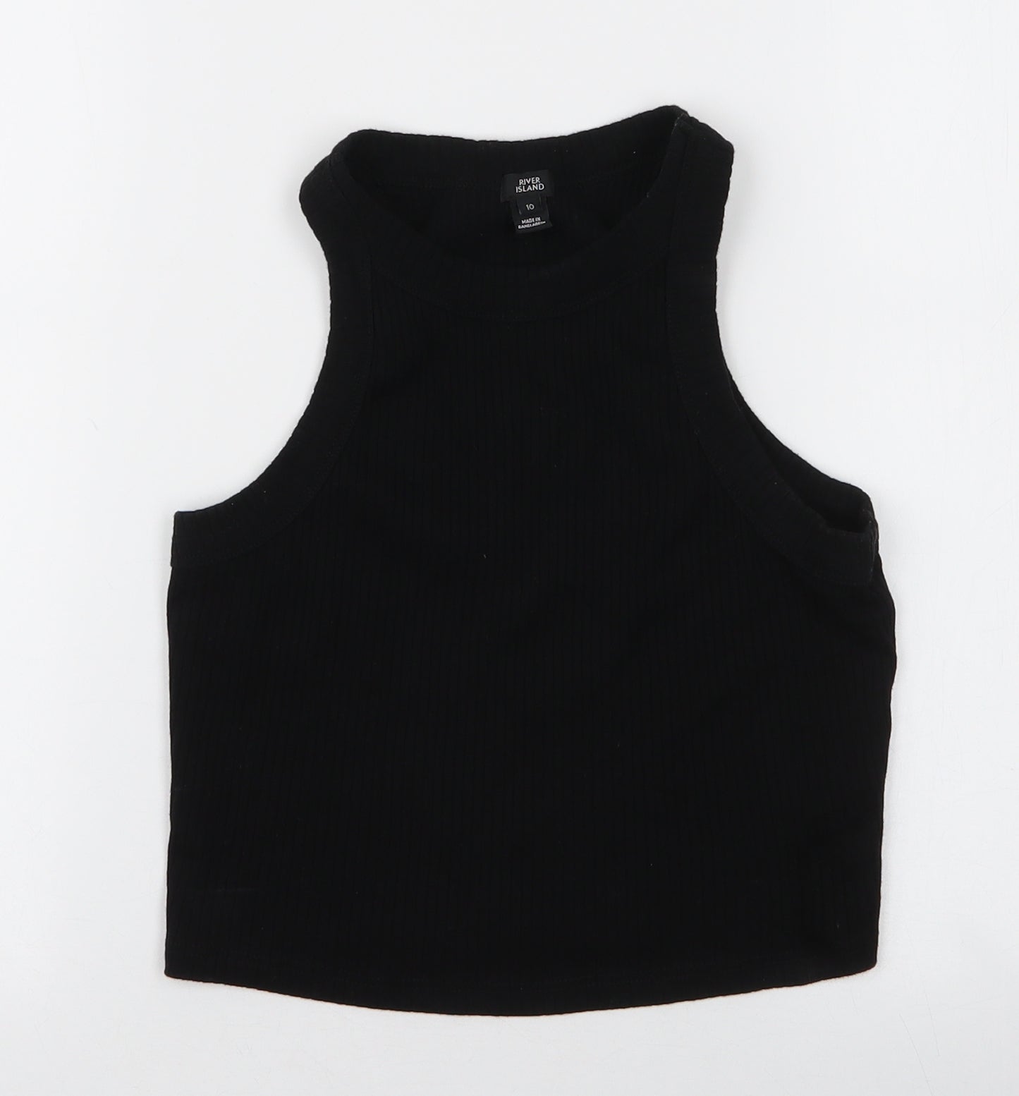 River Island Womens Black  100% Cotton Cropped Tank Size 10 Halter