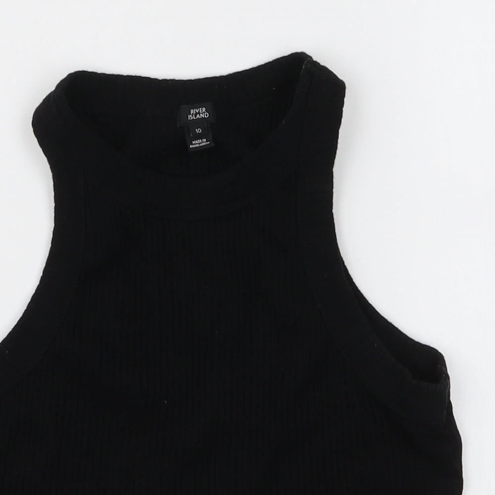 River Island Womens Black  100% Cotton Cropped Tank Size 10 Halter