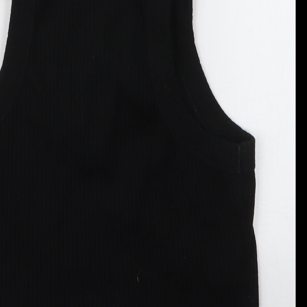 River Island Womens Black  100% Cotton Cropped Tank Size 10 Halter