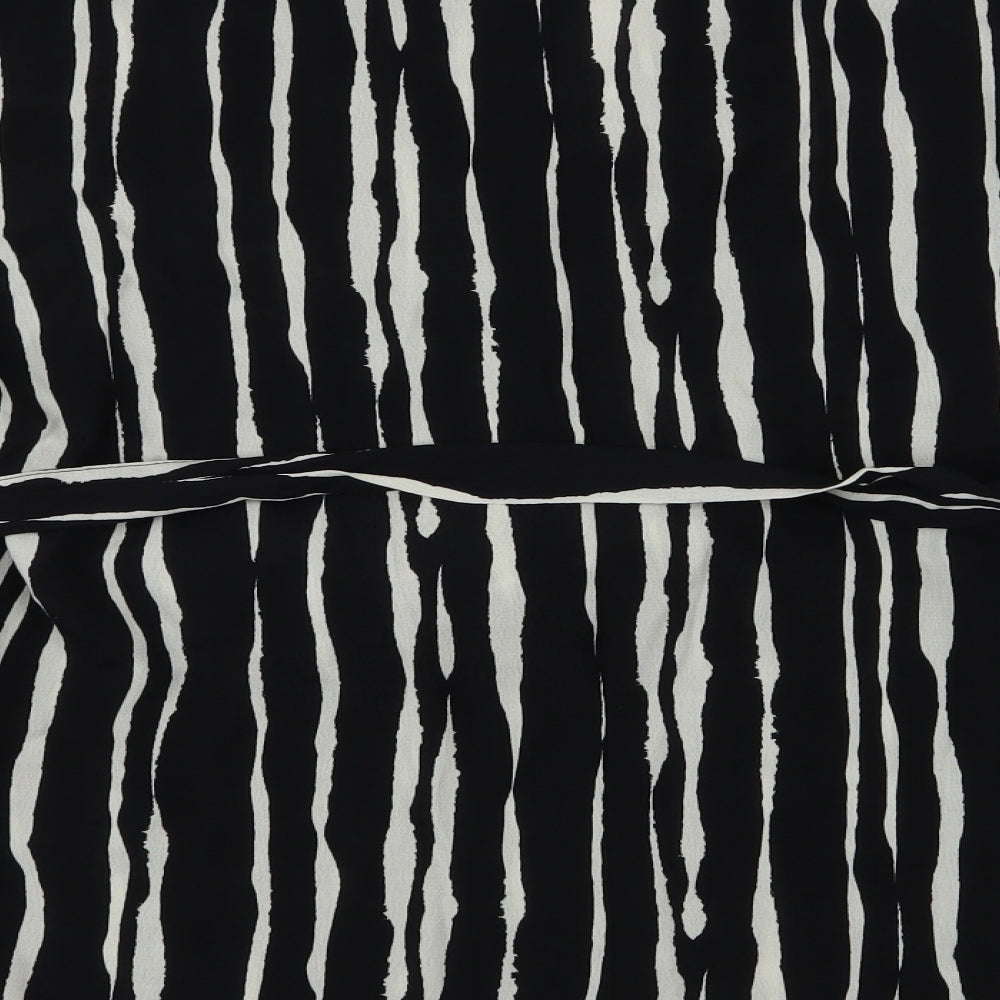 F&F Womens Black Striped Viscose Basic Blouse Size 14 V-Neck