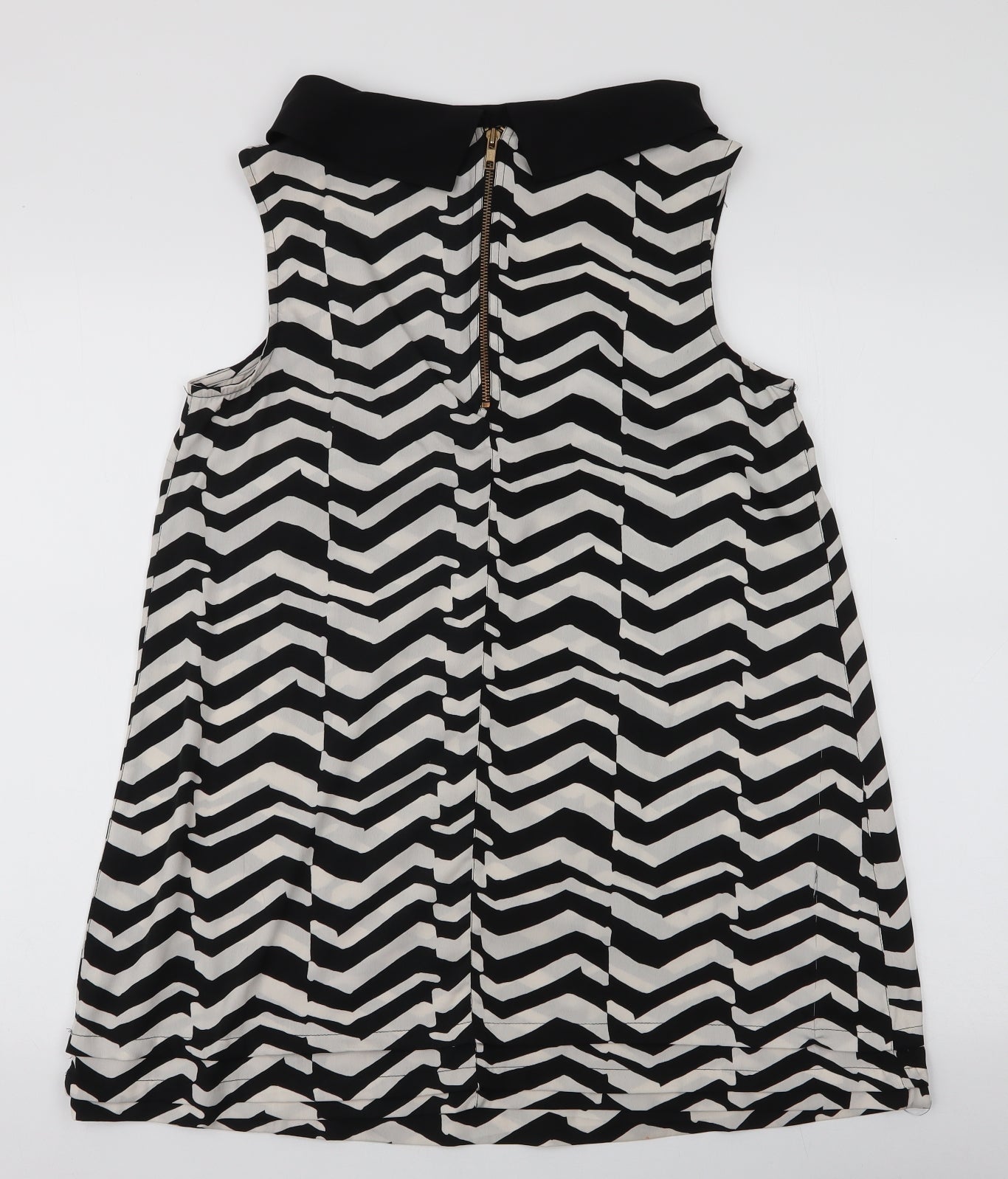 River Island Womens White Striped Polyester Basic Blouse Size 10 Collared