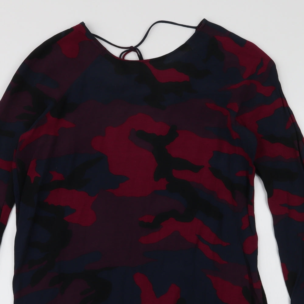 Zara Womens Multicoloured Camouflage Polyester A-Line  Size S  Round Neck Tie