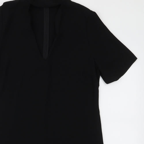Zara Womens Black  Polyester A-Line  Size M  V-Neck Zip