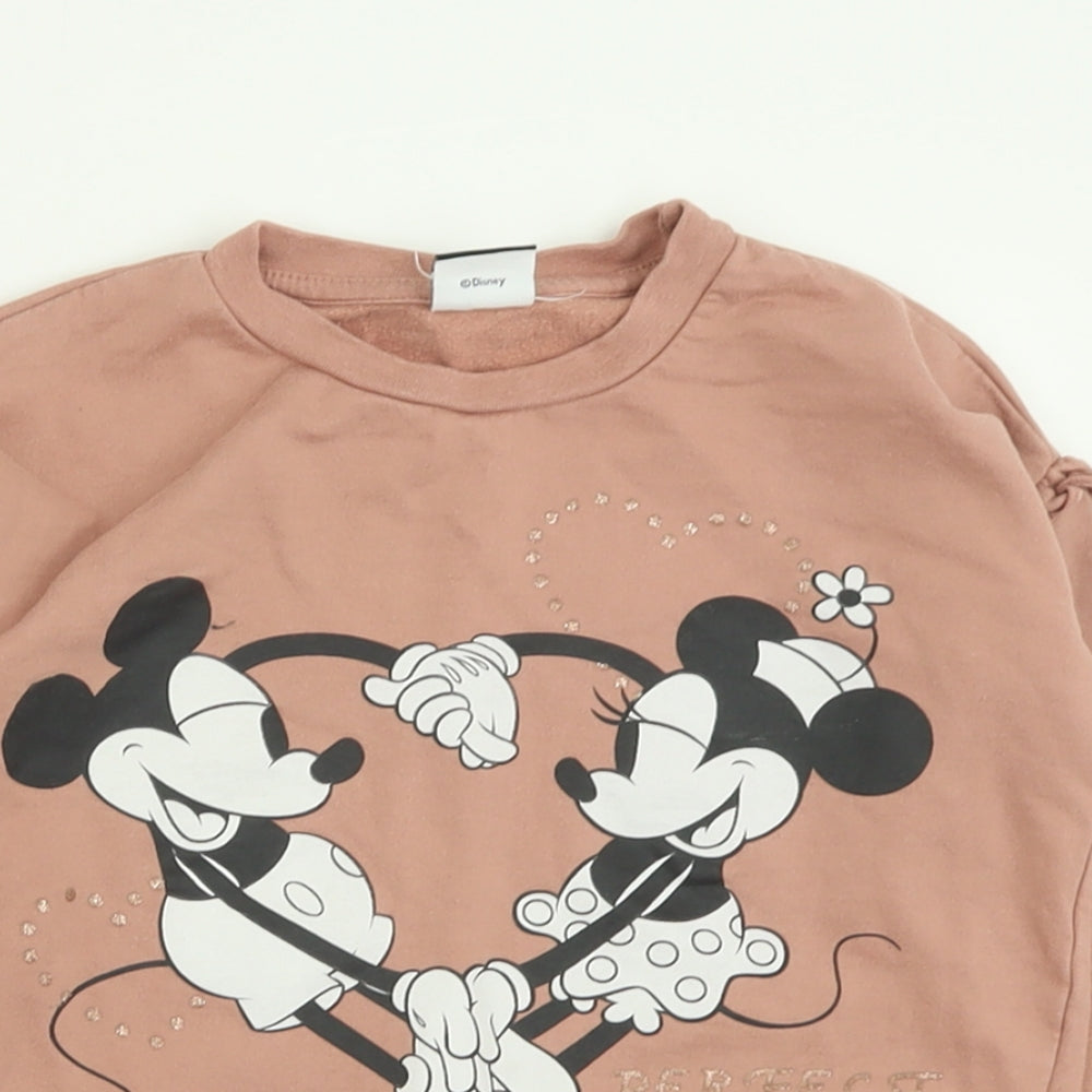George Girls Pink  Cotton Pullover Sweatshirt Size 6-7 Years  Pullover - Mickey Mouse Disney