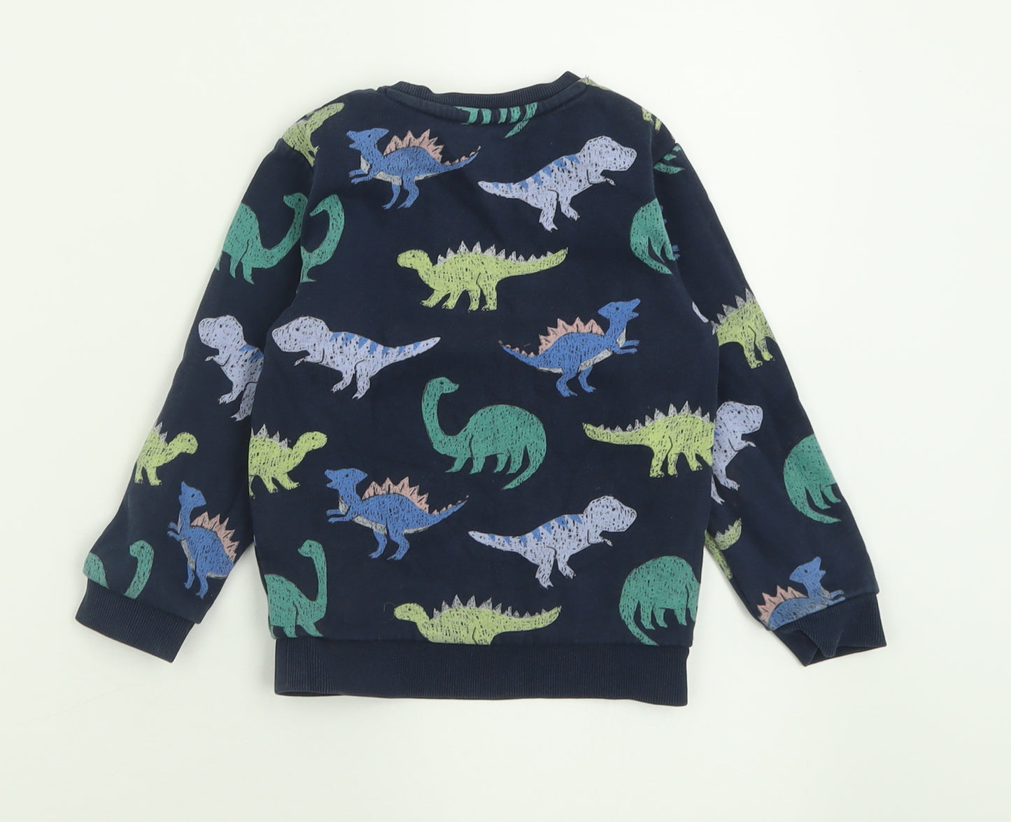 Marks and Spencer Boys Blue Geometric Cotton Pullover Sweatshirt Size 3-4 Years  Pullover - DInosaurs
