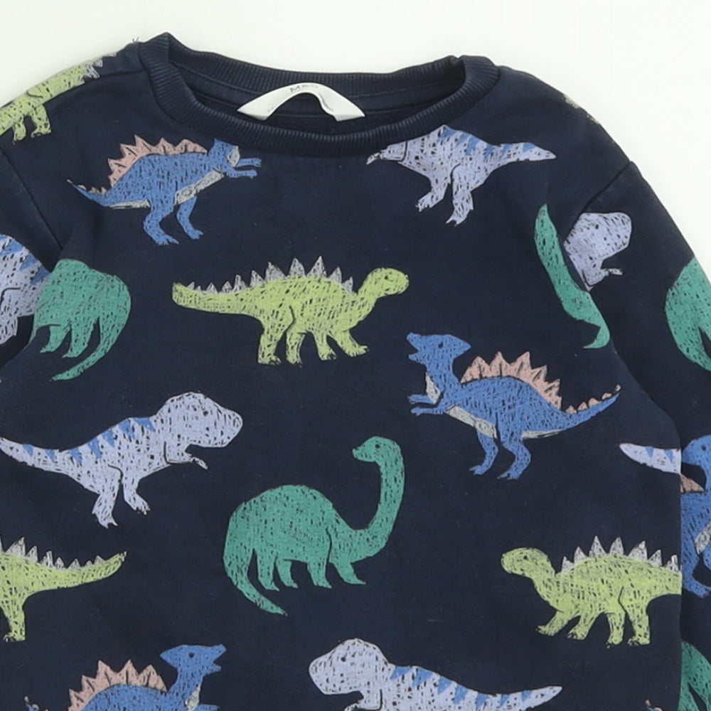 Marks and Spencer Boys Blue Geometric Cotton Pullover Sweatshirt Size 3-4 Years  Pullover - DInosaurs