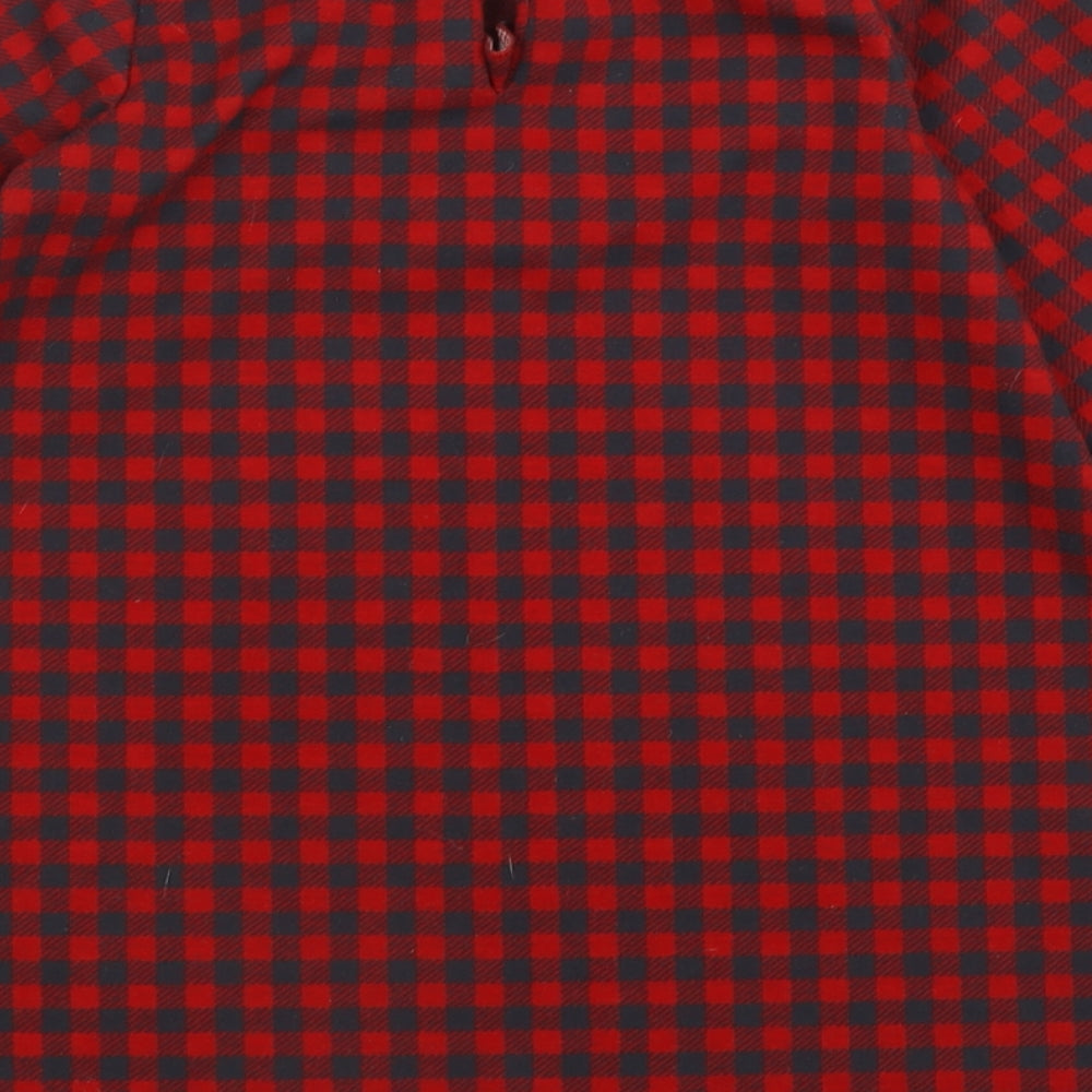 NEXT Girls Red Check Polyester A-Line  Size 6-7 Years  Crew Neck Button