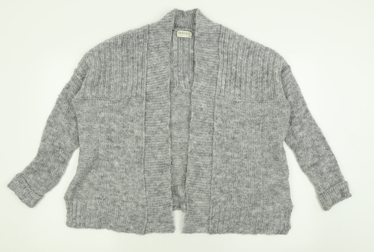 Indigo Womens Grey V-Neck  Polyester Cardigan Jumper Size 8