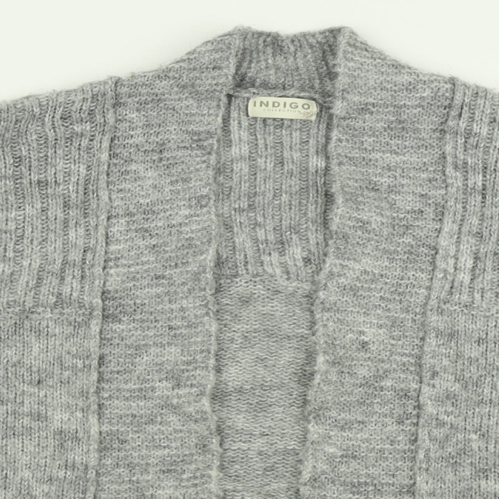 Indigo Womens Grey V-Neck  Polyester Cardigan Jumper Size 8