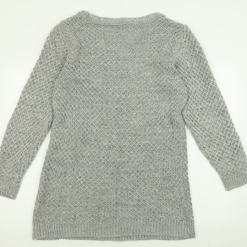 George Womens Grey Crew Neck  Acrylic Tunic Jumper Size 10