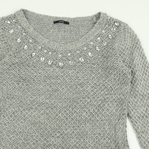 George Womens Grey Crew Neck  Acrylic Tunic Jumper Size 10