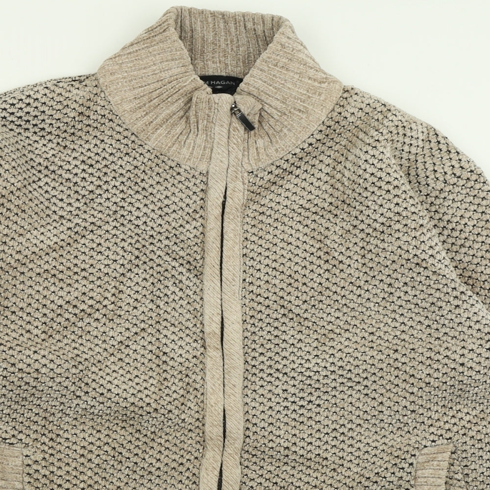 Tom Hagan Mens Brown High Neck  Polyester Full Zip Jumper Size L