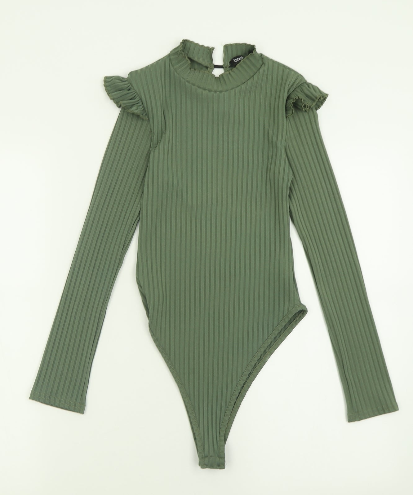 Boohoo Womens Green  Polyester Bodysuit One-Piece Size 6  Button
