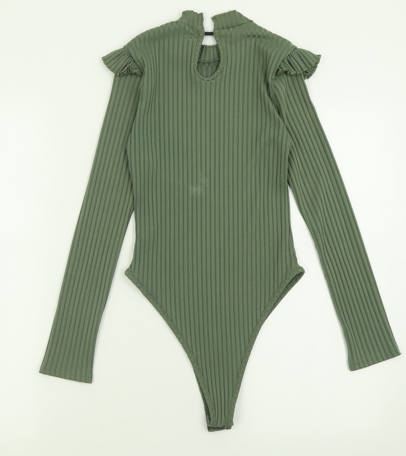 Boohoo Womens Green  Polyester Bodysuit One-Piece Size 6  Button