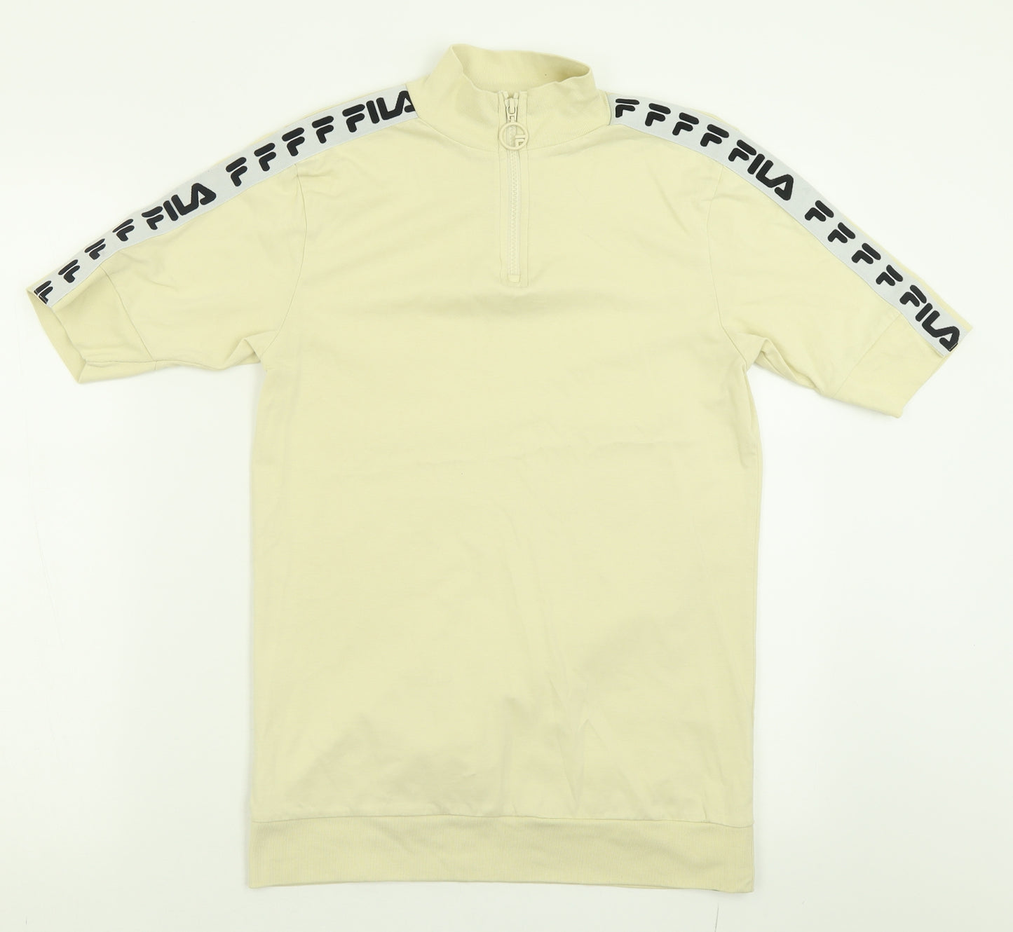 FILA Womens Yellow  Cotton Basic T-Shirt Size S High Neck