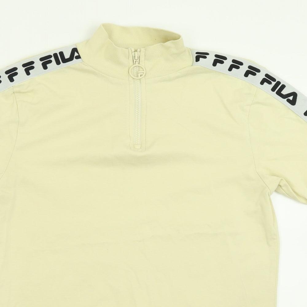 FILA Womens Yellow  Cotton Basic T-Shirt Size S High Neck