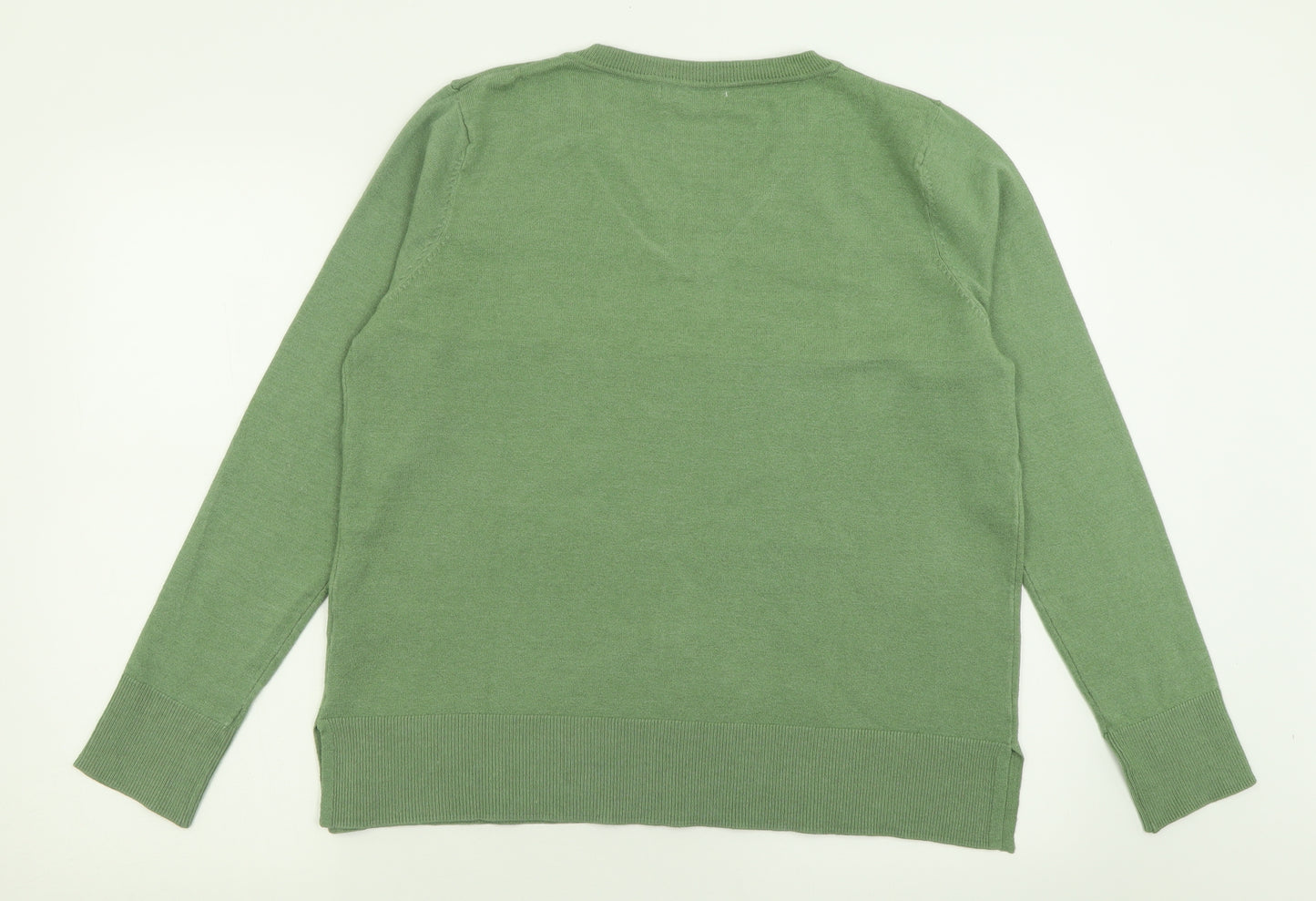 Primark Womens Green V-Neck  Polyester Pullover Jumper Size XS