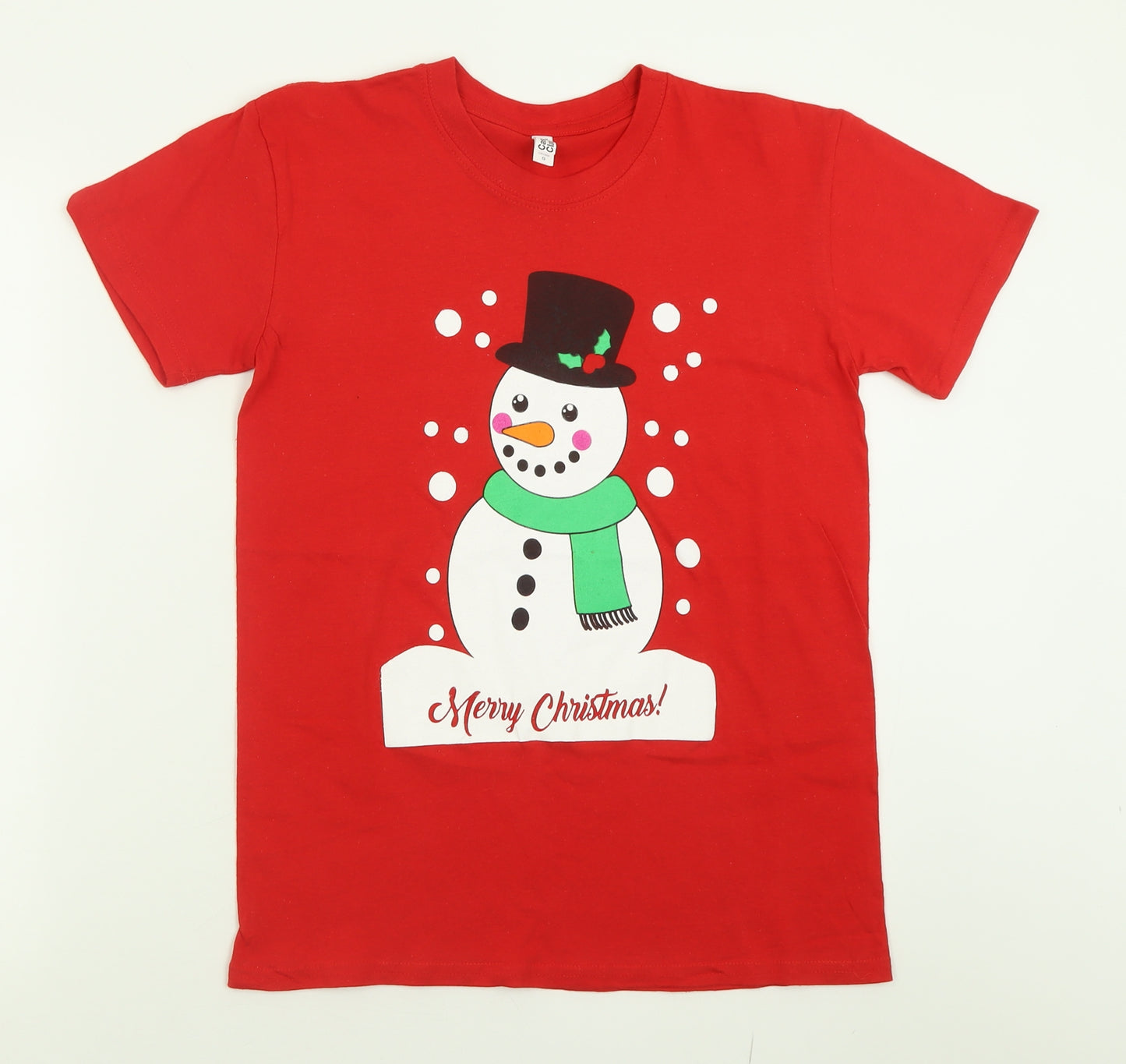 Casual Classics Mens Red  Cotton  T-Shirt Size S Crew Neck  - Christmas
