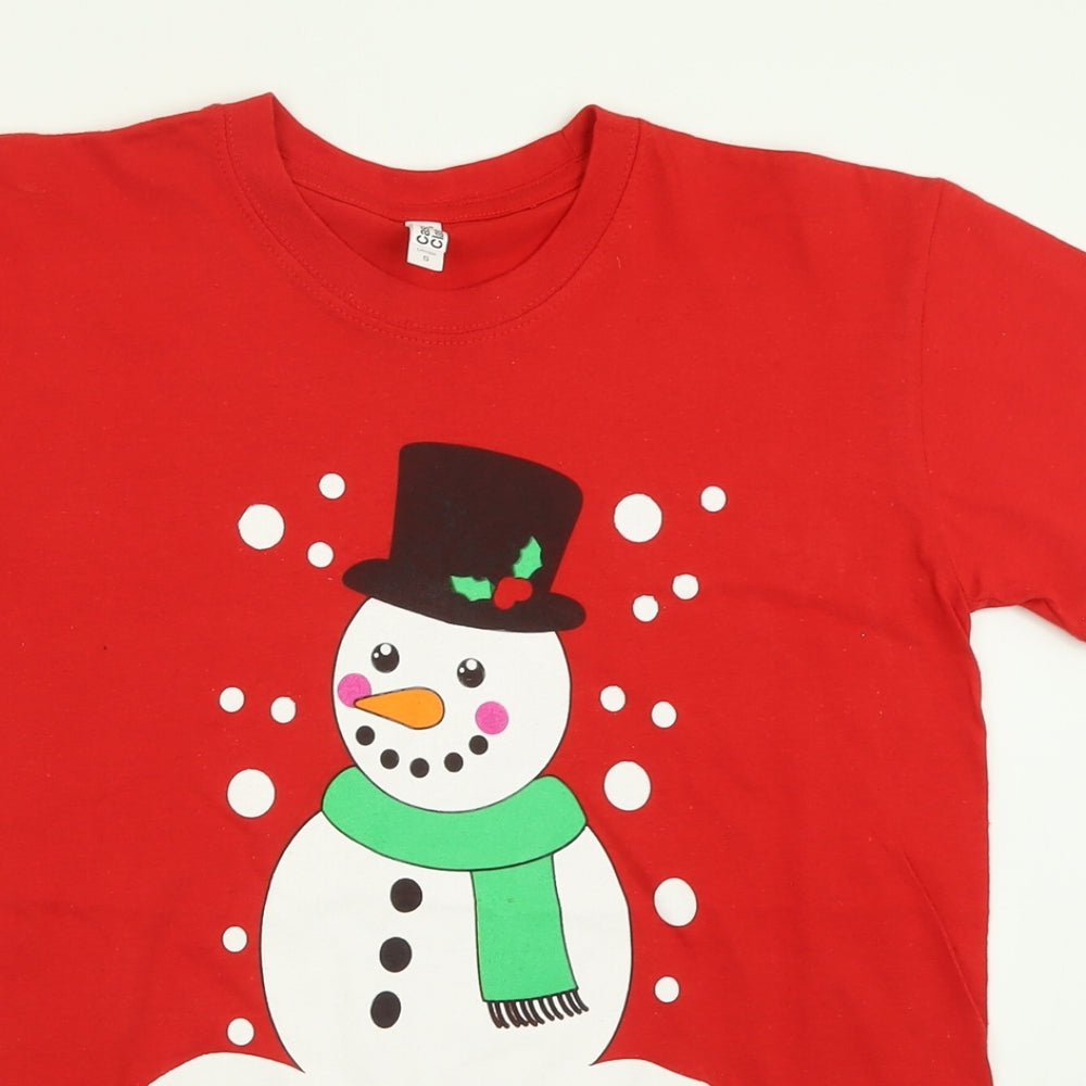 Casual Classics Mens Red  Cotton  T-Shirt Size S Crew Neck  - Christmas