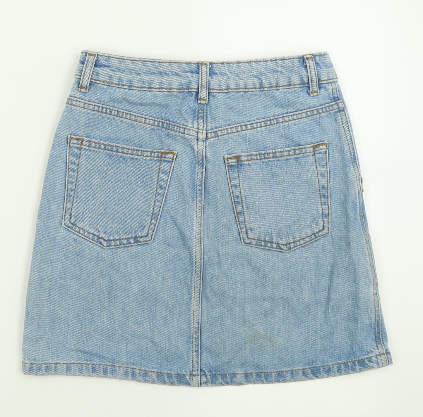 Topshop Womens Blue  Cotton A-Line Skirt Size 6   Button