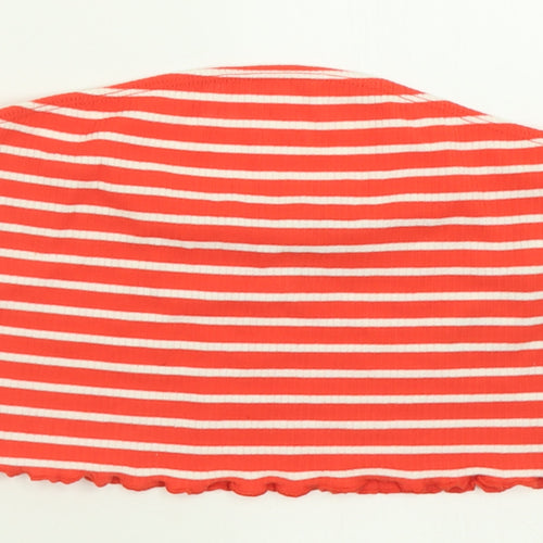 ASOS Womens Red Striped Polyester Cropped Tank Size 10 Off the Shoulder - Bandeau