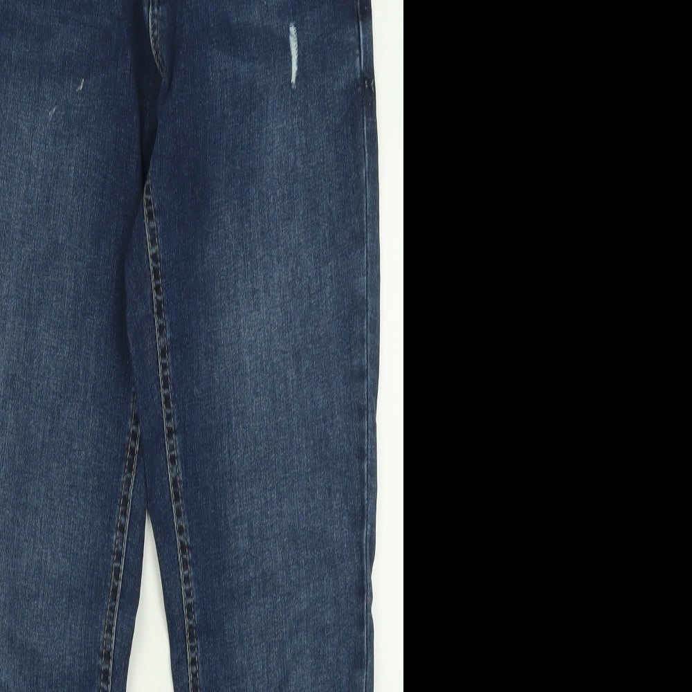 F&F Womens Blue  Cotton Straight Jeans Size 10 L28 in Regular Button