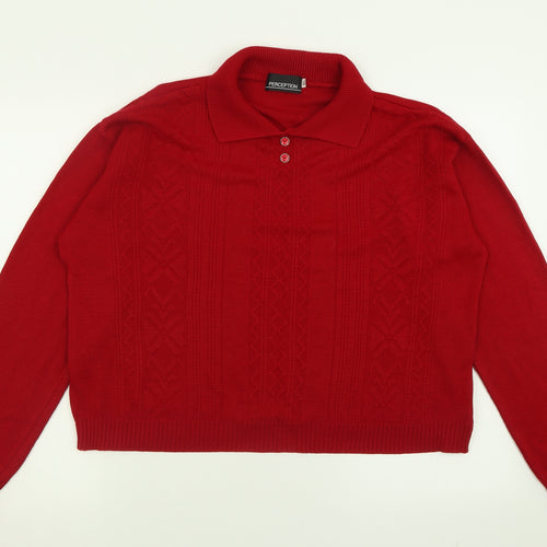Perceptions Womens Red Collared  Acrylic Pullover Jumper Size XL